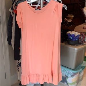 Ruffle bottom dress peach colored